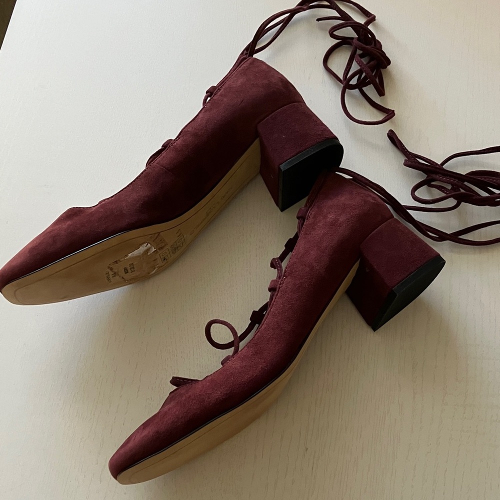 Karl Lagerfeld Charlie Suede Lace Up Block Heels (6.5) NWT - Picture 2 of 12